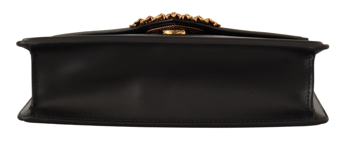 Dolce & Gabbana Elegant Black Leather Devotion Shoulder Bag