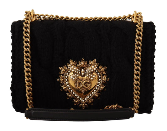 Dolce & Gabbana Sumptuous Black Wool-Cashmere Shoulder Bag