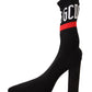 GCDS Chic Suede Ankle Boots with Logo Socks Accent