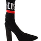 GCDS Chic Suede Ankle Boots with Logo Socks Accent