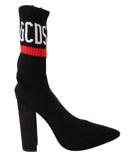 GCDS Chic Suede Ankle Boots with Logo Socks Accent