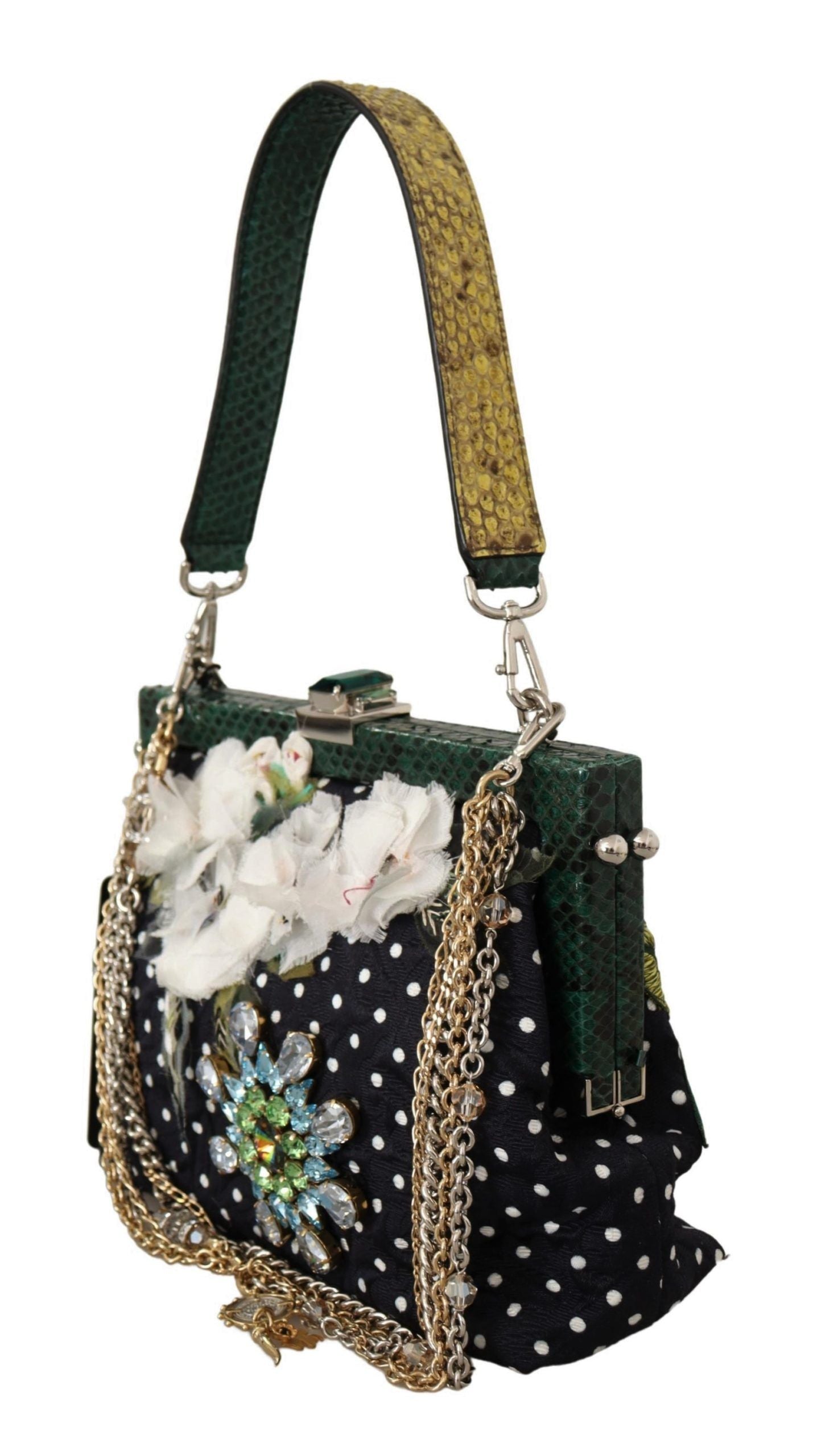 Dolce & Gabbana Elegant Floral & Polka Dot Evening Clutch