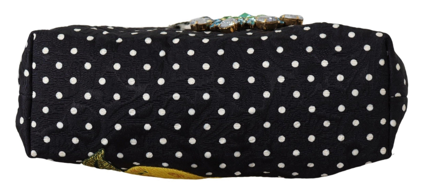 Dolce & Gabbana Elegant Floral & Polka Dot Evening Clutch