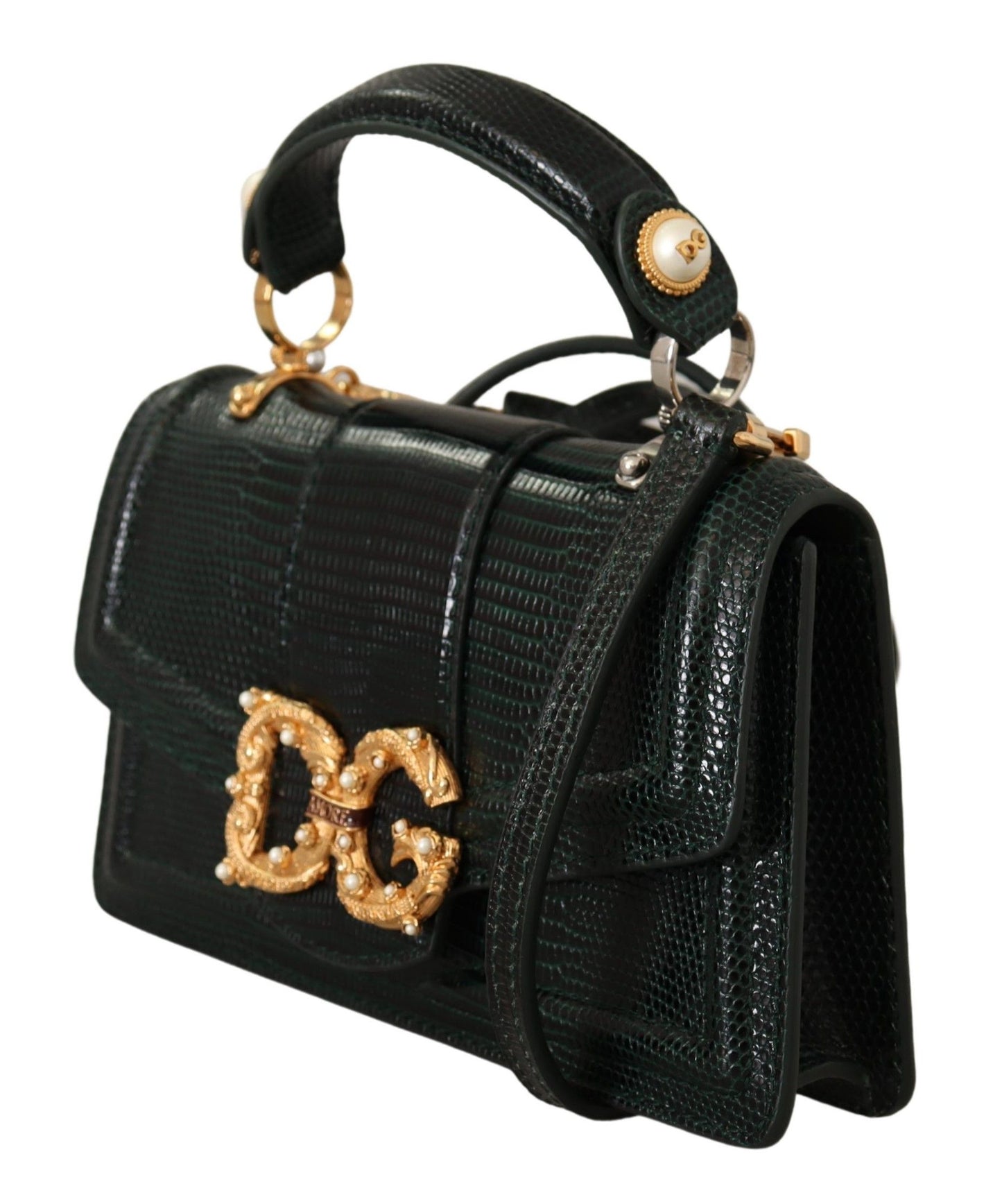 Dolce & Gabbana Chic Green Amore Leather Shoulder Bag