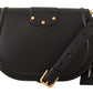 Dolce & Gabbana Elegant Black Leather Shoulder Bag with Gold Detailing