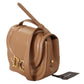 Dolce & Gabbana Elegant Beige Leather Shoulder Bag with Gold Detailing