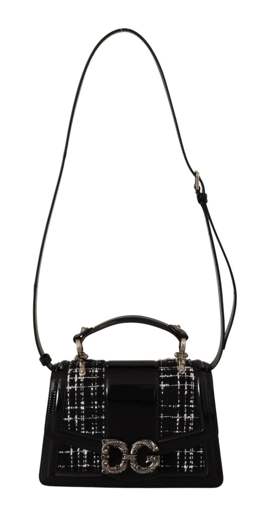 Dolce & Gabbana Elegant Monochrome Shoulder Purse with Pearl Detail