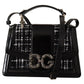 Dolce & Gabbana Elegant Monochrome Shoulder Purse with Pearl Detail