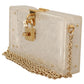 Dolce & Gabbana Chic White Box Clutch with Detachable Gold Chain