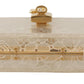 Dolce & Gabbana Chic White Box Clutch with Detachable Gold Chain