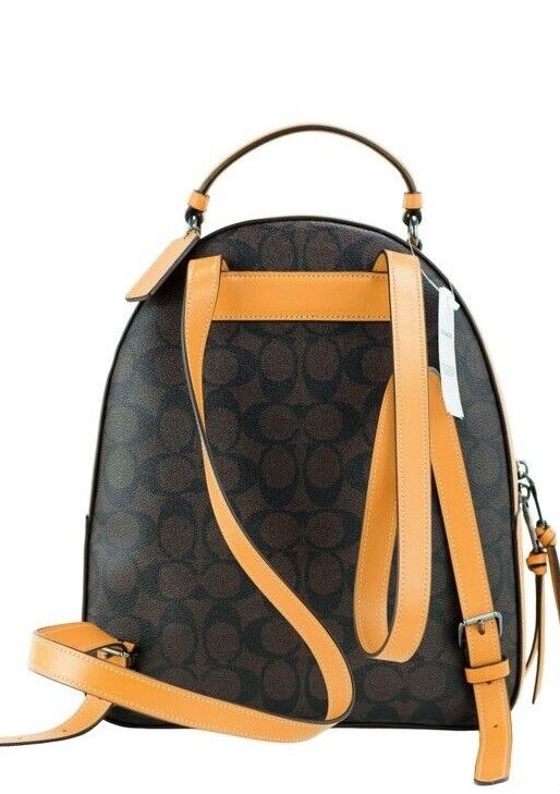 COACH Varsity Brown Buttercup Signature Coated Canvas Jordyn Backpack