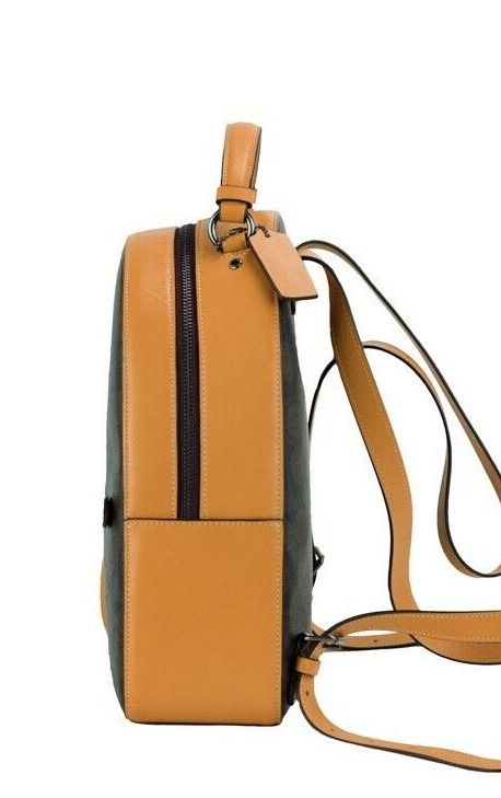 COACH Varsity Brown Buttercup Signature Coated Canvas Jordyn Backpack