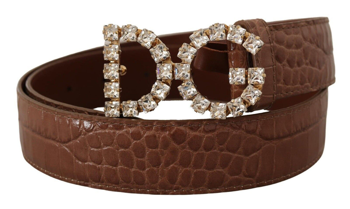 Dolce & Gabbana Elegant Crystal Buckle Leather Belt