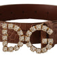 Dolce & Gabbana Elegant Crystal Buckle Leather Belt