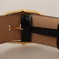 Dolce & Gabbana Elegant Black Leather Belt with Gold Oval Buckle