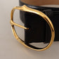 Dolce & Gabbana Elegant Black Leather Belt with Gold Oval Buckle