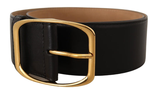 Dolce & Gabbana Elegant Black Leather Belt with Gold Buckle