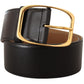 Dolce & Gabbana Elegant Black Leather Belt with Gold Buckle