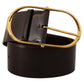 Dolce & Gabbana Elegant Leather Belt with Gold Oval Buckle