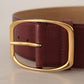 Dolce & Gabbana Elegant Maroon Leather Belt with Gold Buckle