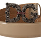 Dolce & Gabbana Vintage-Brass Logo Pearl Embellished Belt