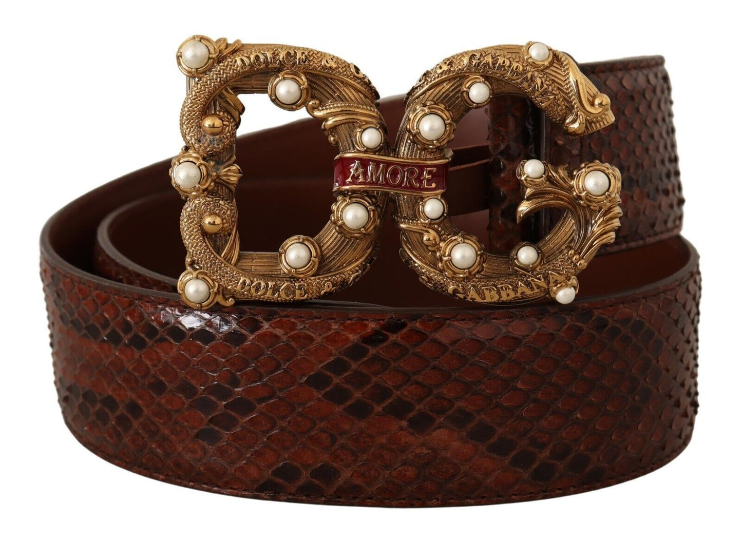 Dolce & Gabbana Elegant Python Leather Love Buckle Belt