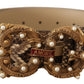 Dolce & Gabbana Elegant Beige Python & Leather Belt with Pearl Accents