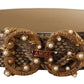 Dolce & Gabbana Elegant Beige Python & Leather Belt with Pearl Accents