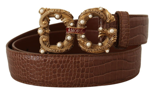 Dolce & Gabbana Elegant Crocodile-Embossed Leather Belt