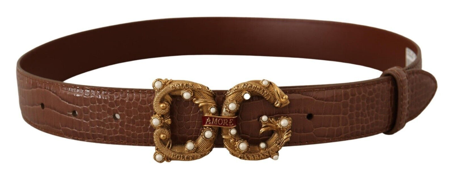 Dolce & Gabbana Elegant Crocodile-Embossed Leather Belt