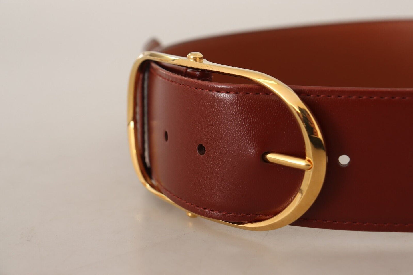 Dolce & Gabbana Elegant Leather Belt with Gold Buckle