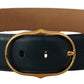 Dolce & Gabbana Elegant Blue Leather Belt with Gold Buckle