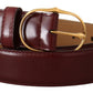 Dolce & Gabbana Elegant Bordeaux Leather Belt with Gold Buckle