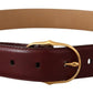 Dolce & Gabbana Elegant Bordeaux Leather Belt with Gold Buckle