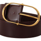 Dolce & Gabbana Elegant Purple Leather Belt with Gold Buckle