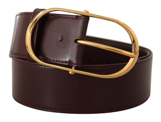 Dolce & Gabbana Elegant Purple Leather Belt with Gold Buckle