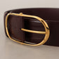 Dolce & Gabbana Elegant Purple Leather Belt with Gold Buckle