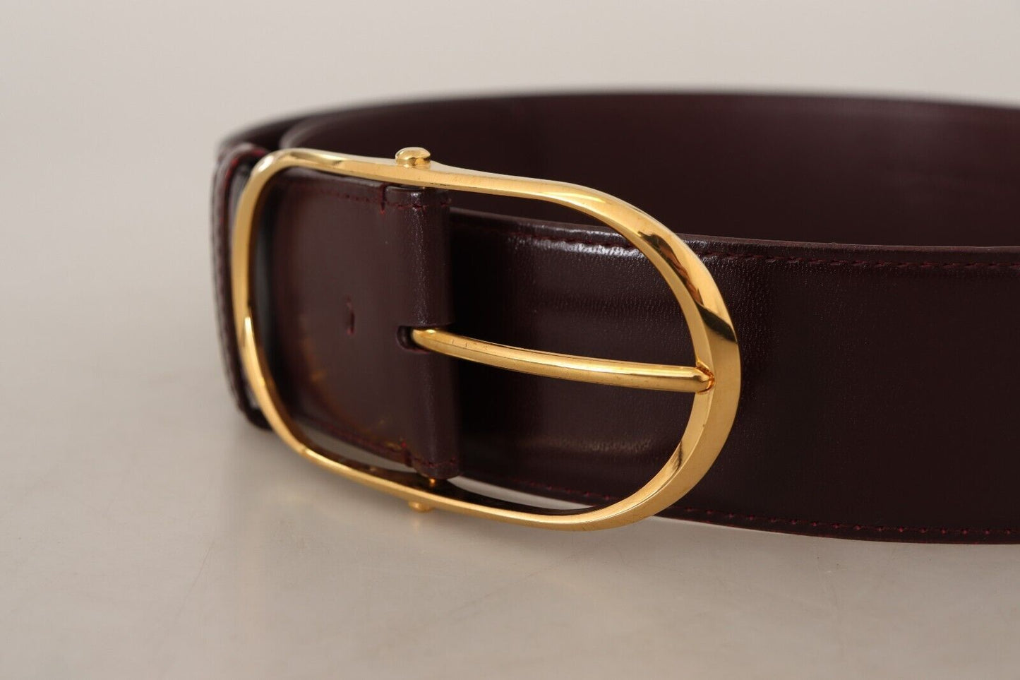 Dolce & Gabbana Elegant Purple Leather Belt with Gold Buckle