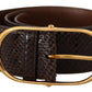 Dolce & Gabbana Elegant Python Leather Belt with Gold Buckle