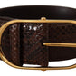 Dolce & Gabbana Elegant Python Leather Belt with Gold Buckle