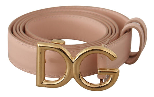 Dolce & Gabbana Elegant Pink Leather Belt with Gold Buckle