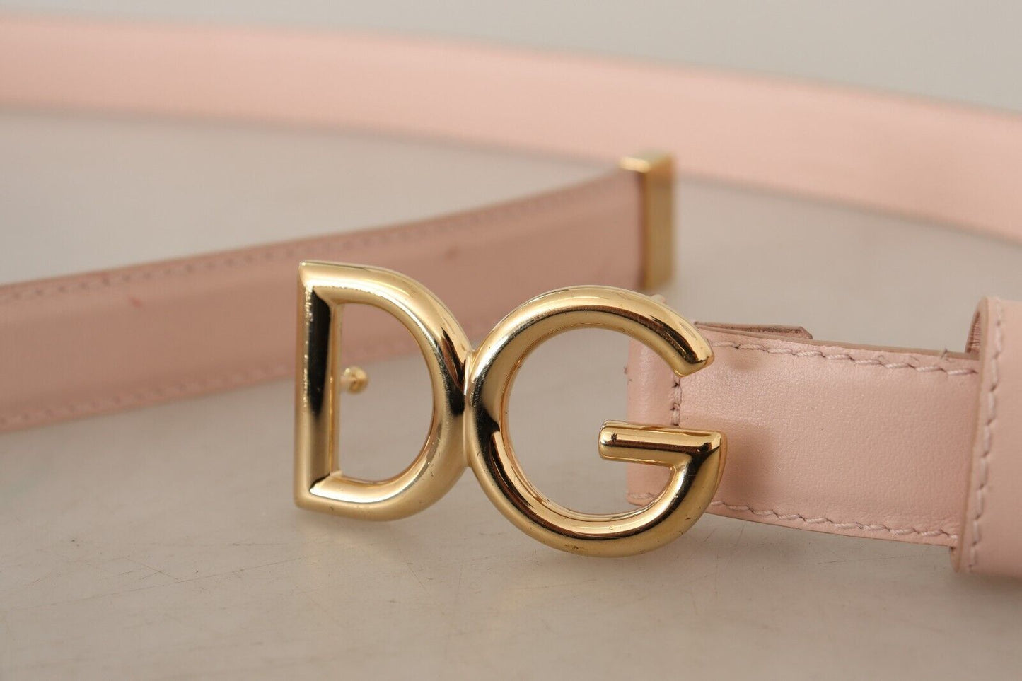 Dolce & Gabbana Elegant Pink Leather Belt with Gold Buckle