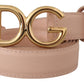 Dolce & Gabbana Elegant Pink Leather Belt with Gold Buckle