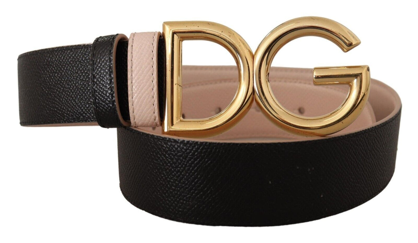 Dolce & Gabbana Elegant Dual-Tone Leather Belt with Gold Buckle