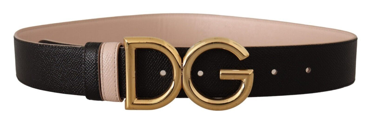 Dolce & Gabbana Elegant Dual-Tone Leather Belt with Gold Buckle