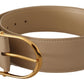 Dolce & Gabbana Elegant Beige Oval Buckle Leather Belt