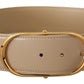 Dolce & Gabbana Elegant Beige Oval Buckle Leather Belt