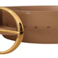 Dolce & Gabbana Elegant Beige Leather Belt with Gold Oval Buckle