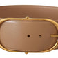 Dolce & Gabbana Elegant Beige Leather Belt with Gold Oval Buckle