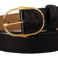 Dolce & Gabbana Elegant Black Leather Belt with Gold Buckle